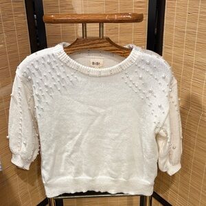 BiBi Cream Sweater with Pearl Accents